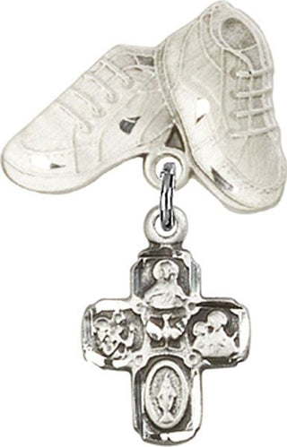 Sterling Silver Baby Boots 4-Way Baby Badge