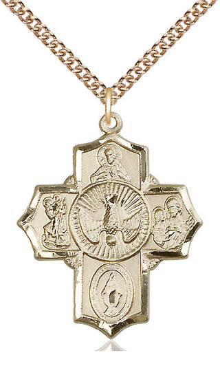 14kt Gold Filled 5-Way Medal Catholic Jewelry