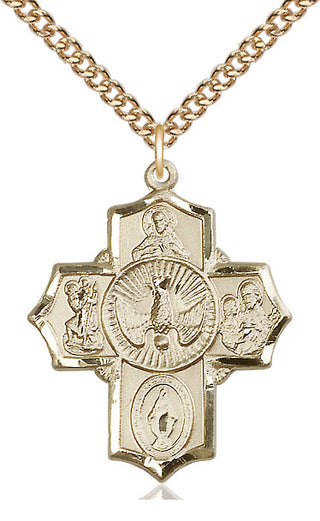 14kt Gold Filled 5-Way Medal Catholic Jewelry