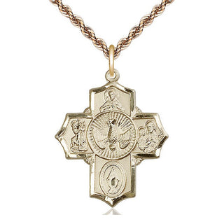 14kt Gold Filled 5-Way Medal Catholic Jewelry