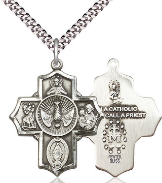 Pewter 5-Way Medal Catholic Jewelry