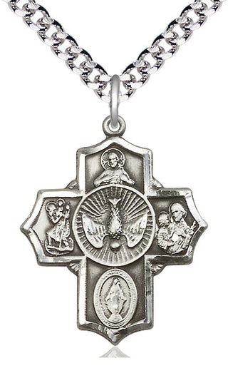 Pewter 5-Way Medal Catholic Jewelry