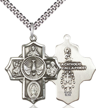 Pewter 5-Way Medal Catholic Jewelry