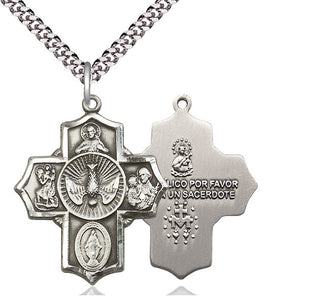 Sterling Silver 5-Way Medal Catholic Jewelry