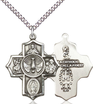 Sterling Silver 5-Way Medal Catholic Jewelry