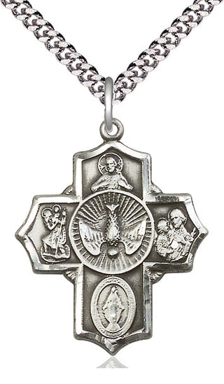 Sterling Silver 5-Way Medal Catholic Jewelry