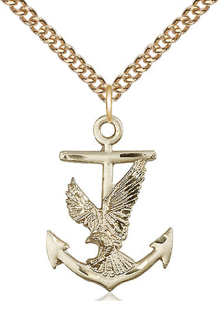 14kt Gold Anchor Eagle Medal