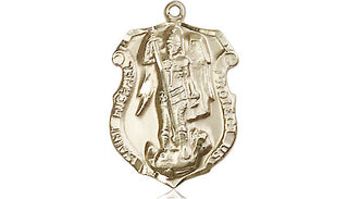 14kt Gold Filled Saint Michael the Archangel Shield Medal Engraved Catholic Saint Jewelry