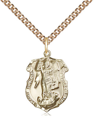 14kt Gold Filled Saint Michael the Archangel Shield Medal Religious Jewelry Engraved Catholic Saint Jewelry