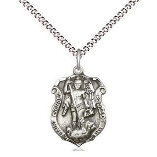 Pewter Saint Michael the Archangel Shield Medal Religious Jewelry Engraved Catholic Saint Jewelry