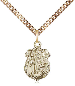 14kt Gold Filled Saint Michael the Archangel Shield Medal Religious and Catholic Jewelry Engraved Catholic Saint Jewelry