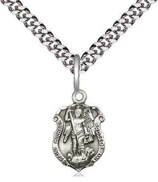 Pewter Saint Michael the Archangel Shield Medal Religious and Catholic Jewelry Engraved Catholic Saint Jewelry