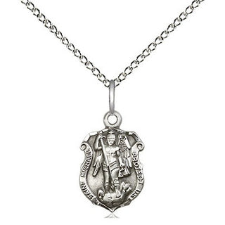 Sterling Silver Saint Michael the Archangel Shield Medal Religious and Catholic Jewelry Engraved Catholic Saint Jewelry
