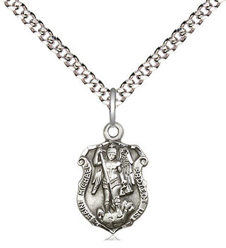 Sterling Silver Saint Michael the Archangel Shield Medal Religious and Catholic Jewelry Engraved Catholic Saint Jewelry