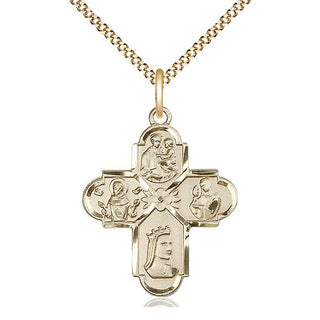 14kt Gold Filled Franciscan 4-Way Medal Catholic Jewelry