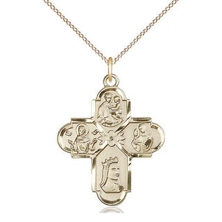 14kt Gold Filled Franciscan 4-Way Medal Catholic Jewelry