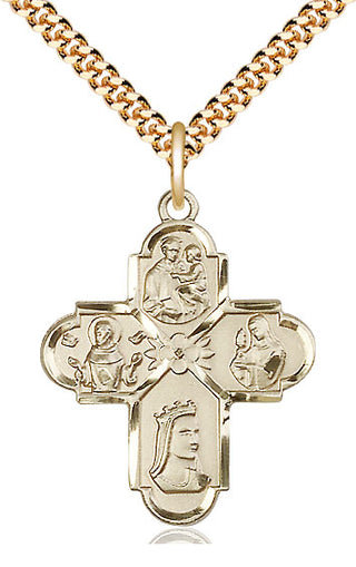 14kt Gold Filled Franciscan 4-Way Medal Catholic Jewelry