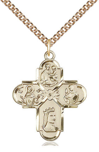 14kt Gold Filled Franciscan 4-Way Medal Catholic Jewelry