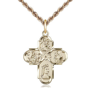 14kt Gold Filled Franciscan 4-Way Medal Catholic Jewelry