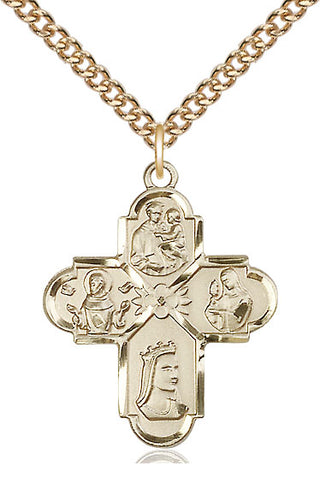 14kt Gold Franciscan 4-Way Medal
