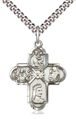 Sterling Silver Franciscan 4-Way Medal Catholic Jewelry