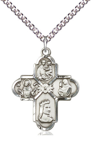 Sterling Silver Franciscan 4-Way Medal Catholic Jewelry