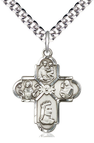 Sterling Silver Franciscan 4-Way Medal Catholic Jewelry