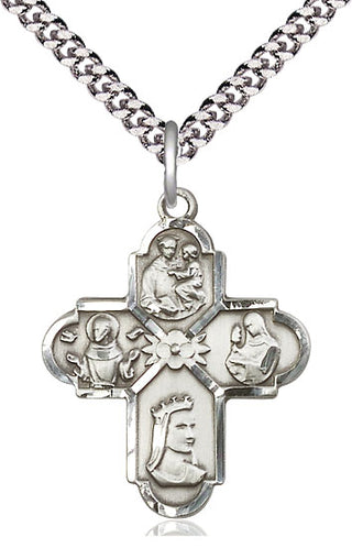 Sterling Silver Franciscan 4-Way Medal Catholic Jewelry