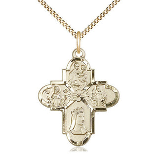 14kt Gold Filled Franciscan 4-Way Medal Catholic Jewelry