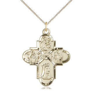 14kt Gold Filled Franciscan 4-Way Medal Catholic Jewelry