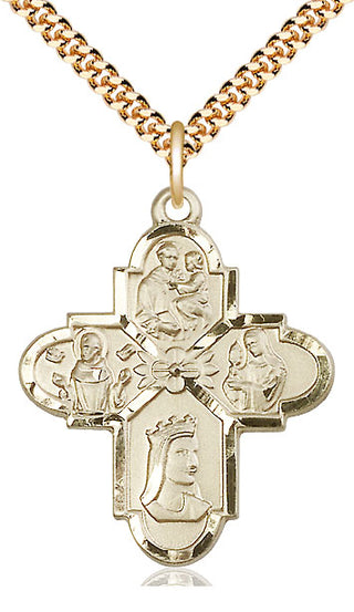 14kt Gold Filled Franciscan 4-Way Medal Catholic Jewelry