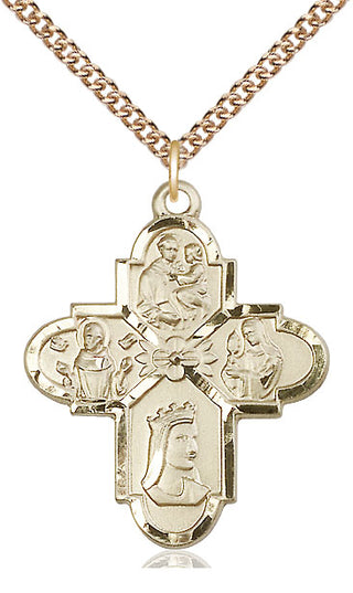 14kt Gold Filled Franciscan 4-Way Medal Catholic Jewelry