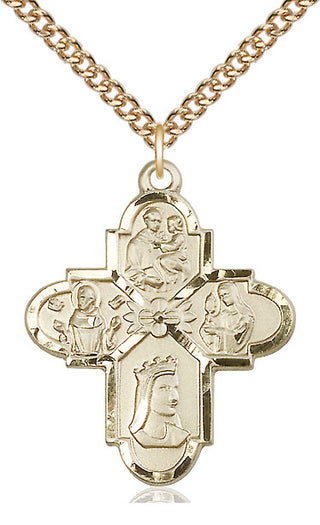 14kt Gold Filled Franciscan 4-Way Medal Catholic Jewelry