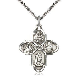 Sterling Silver Franciscan 4-Way Medal Catholic Jewelry