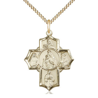 14kt Gold Filled Our Lady of Mount Carmel 5-Way Medal Catholic Jewelry