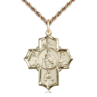 14kt Gold Filled Our Lady of Mount Carmel 5-Way Medal Catholic Jewelry