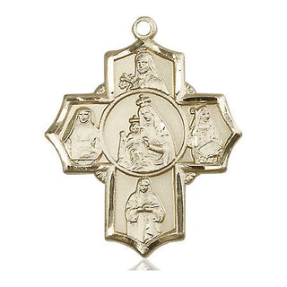 14kt Gold Our Lady of Mount Carmel 5-Way Medal