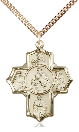 14kt Gold Our Lady of Mount Carmel 5-Way Medal