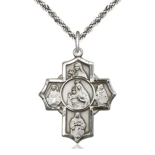 Sterling Silver Our Lady of Mount Carmel 5-Way Medal Catholic Jewelry