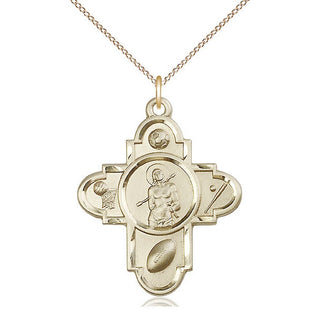 14kt Gold Filled Sports 5-Way St Sebastian Medal Catholic Jewelry