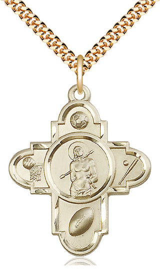 14kt Gold Filled Sports 5-Way St Sebastian Medal Catholic Jewelry