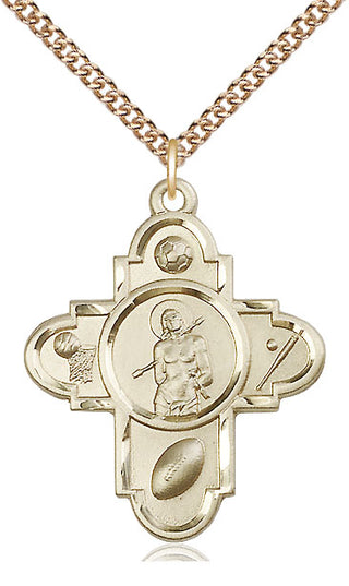 14kt Gold Filled Sports 5-Way St Sebastian Medal Catholic Jewelry