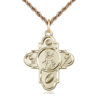 14kt Gold Filled Sports 5-Way St Sebastian Medal Catholic Jewelry