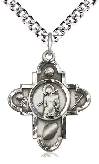 Pewter Sports 5-Way St Sebastian Medal Catholic Jewelry