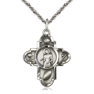 Sterling Silver Sports 5-Way St Sebastian Medal Catholic Jewelry