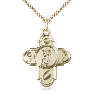 14kt Gold Filled Sports 5-Way St Christopher Medal Catholic Jewelry