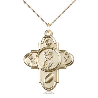 14kt Gold Filled Sports 5-Way St Christopher Medal Catholic Jewelry