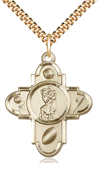 14kt Gold Filled Sports 5-Way St Christopher Medal Catholic Jewelry