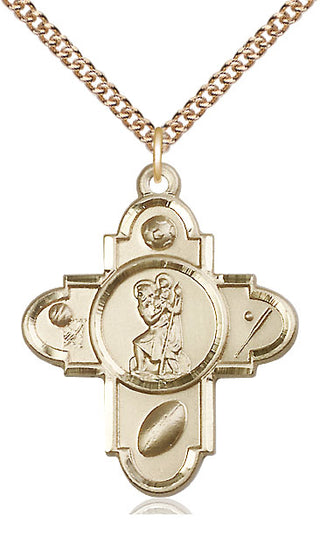 14kt Gold Filled Sports 5-Way St Christopher Medal Catholic Jewelry