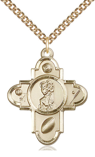 14kt Gold Sports 5-Way St Christopher Medal